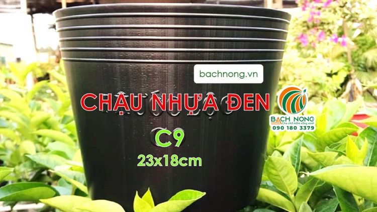 Chậu nhựa mềm C9 kích thước 23x18cm, màu đen