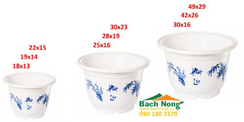 Kích thước chậu nhựa in hoa văn