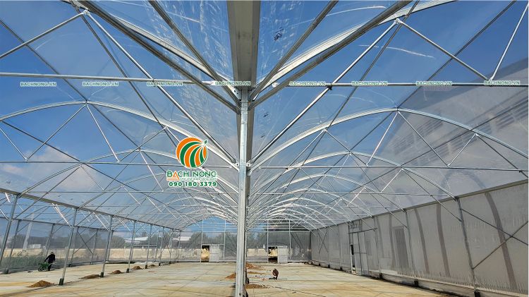 Bộ khung nhà màng của Bách Nông Bộ khung sắt làm nhà màng sau khi lắp ráp