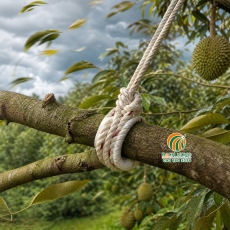 Cách chọn dây cột cành sầu riêng chống gãy cành mùa gió bão