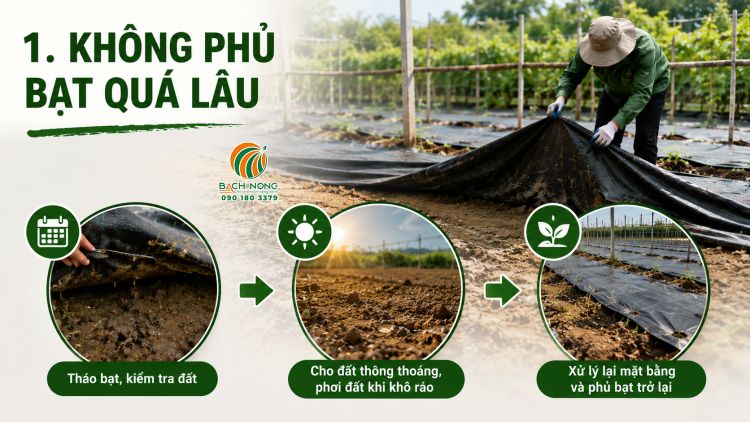 Nông dân đang tháo bạt, kiểm tra nền đất và phơi đất để diệt khuẩn