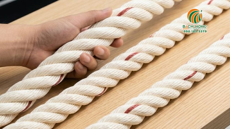 Cận cảnh bề mặt bóng mịn của dây thừng PP làm từ nhựa nguyên sinh