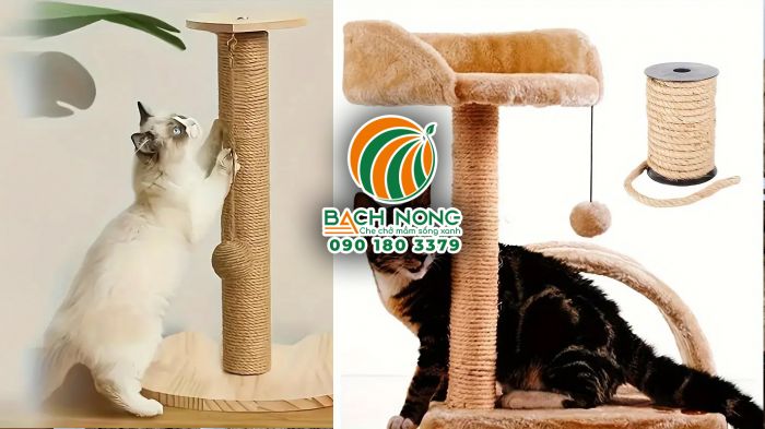 Làm trụ cào móng cho bằng dây đay