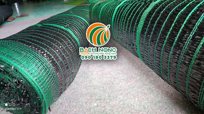 Cuộn lưới che nắng Thái Lan khổ 2m, màu đen sọc xanh lá