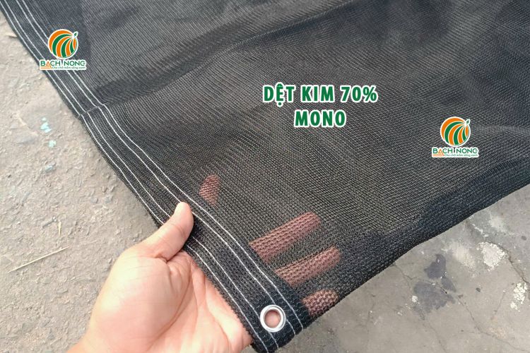 Tấm lưới dệt kim Đài Loan 70% màu đen mật độ dệt khít, được may viền đóng khoen