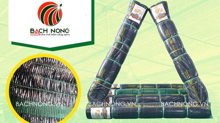 Lưới che nắng Thái Lan khổ 2M được đóng thành cuộn, màu đen và xanh lá