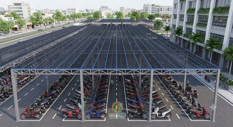 Thiết kế 3D bãi xe khi nhìn trên cao
