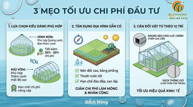 Infographic 3 mẹo tối ưu chi phí đầu tư nhà màng nuôi tôm tiết kiệm ngân sách