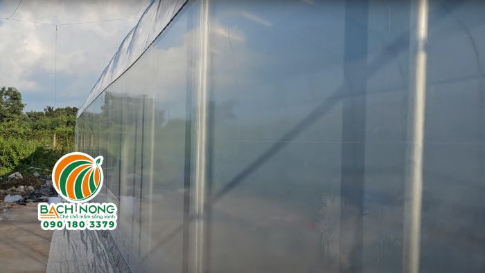 Cận cảnh màng PE chất lượng cao của Israel bao phủ toàn bộ nhà phơi xơ dừa