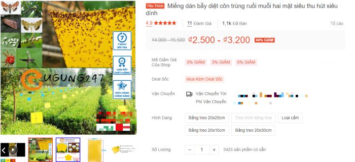 Bẫy dính bọ trĩ màu vàng Bẫy dính bọ trĩ màu vàng