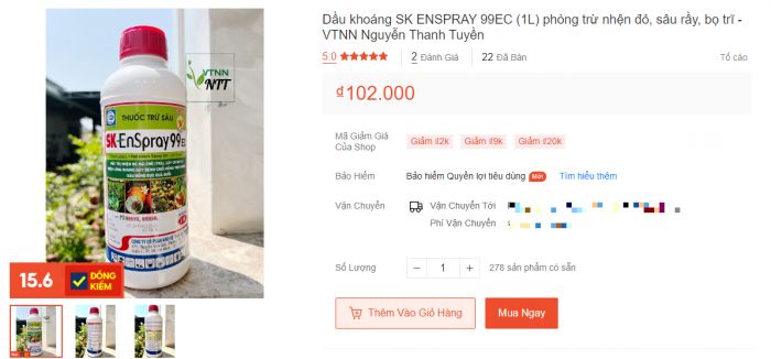 Dầu khoáng SK ENSPRAY 99EC đặc trị bọ trĩ bán tại Shopee