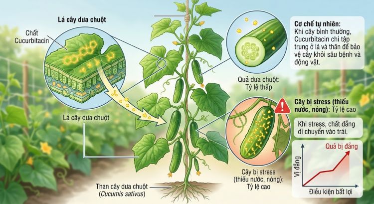 Sơ đồ cơ chế chất Cucurbitacin gây vị đắng ở dưa chuột