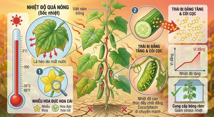 Ảnh hưởng của nhiệt độ cao và sốc nhiệt gây đắng trái dưa chuột