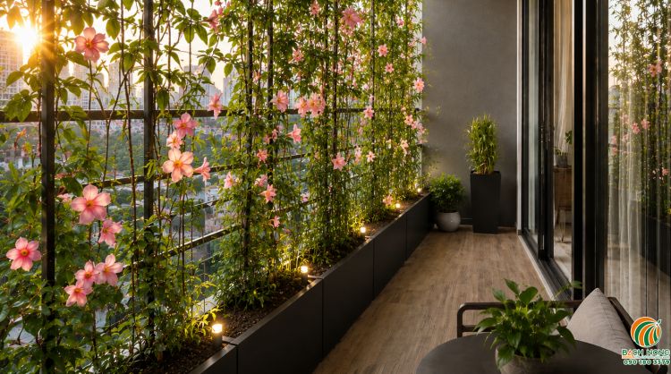Trồng hoa hông anh vừa trang trí ban công lại che nắng hiệu quả cao