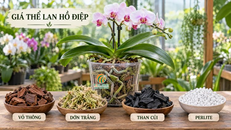 Giá thể trồng lan Hồ Điệp Các giá thể được sử dụng nhiều để trồng lan Hồ Điệp